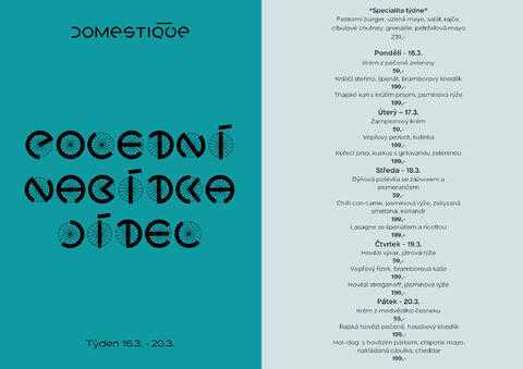 Tento týden v Domestique - Polední menu 16.3. - 20.3.