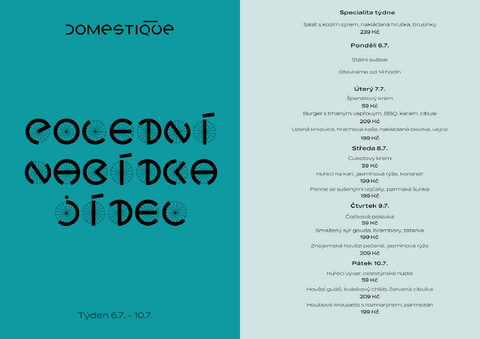 Tento týden v Domestique - Polední menu 6.7. - 10.7.
