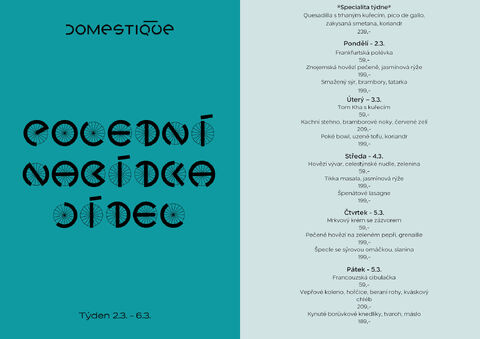 Tento týden v Domestique - Polední menu 2.3. - 6.3.