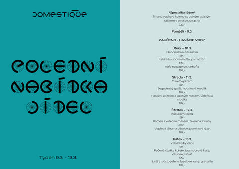 Tento týden v Domestique - Polední menu 9.3. - 13.3.