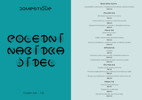 Tento týden v Domestique - Polední menu 3.8. - 7.8.