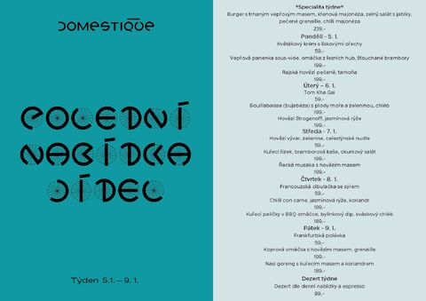 Tento týden v Domestique - Polední menu 2.1. 2026