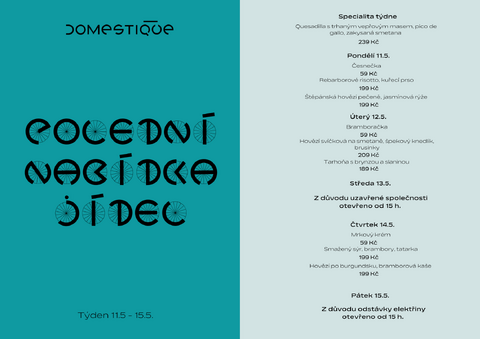 Tento týden v Domestique - Polední menu 11.5 - 15.5
