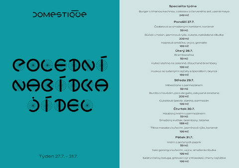 Tento týden v Domestique - Polední menu 27.7. - 31.7.