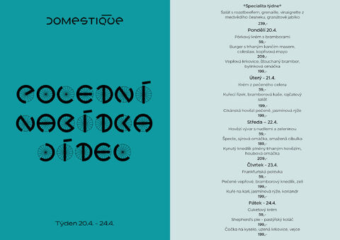 Tento týden v Domestique - Polední menu 20.4. - 24.4.