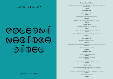Tento týden v Domestique - Polední menu 15.6. - 19.6.