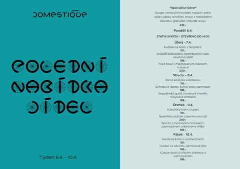 Tento týden v Domestique - Polední menu 6.4. - 10.4.