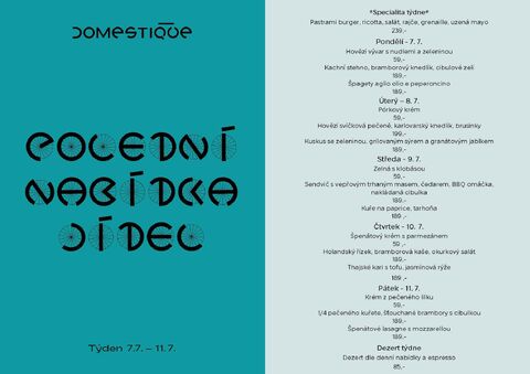 Tento týden v Domestique - Polední menu 7.7. - 11.7.