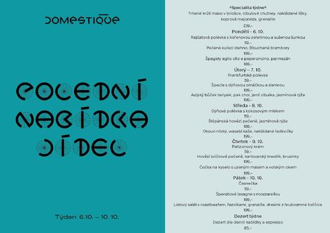 Tento týden v Domestique - Polední menu 6.. - 10.10.
