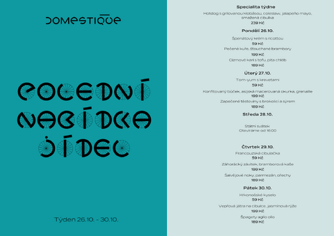 Tento týden v Domestique - Polední menu 26.10. - 30.10.