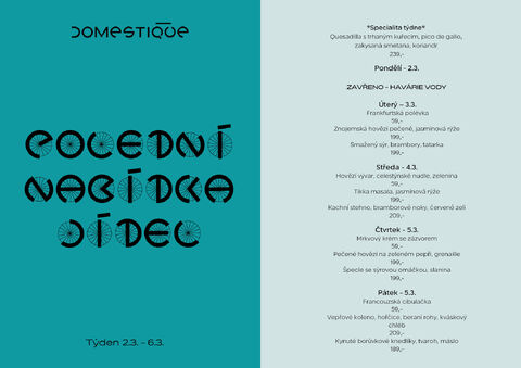 Tento týden v Domestique - Polední menu 2.3. - 6.3.