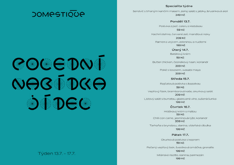 Tento týden v Domestique - Polední menu 13.7. - 17.7.