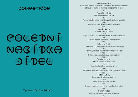 Tento týden v Domestique - Polední menu 20.10. - 24.10.