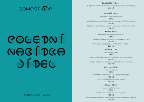 Tento týden v Domestique - Polední menu 19.10. - 23.10.