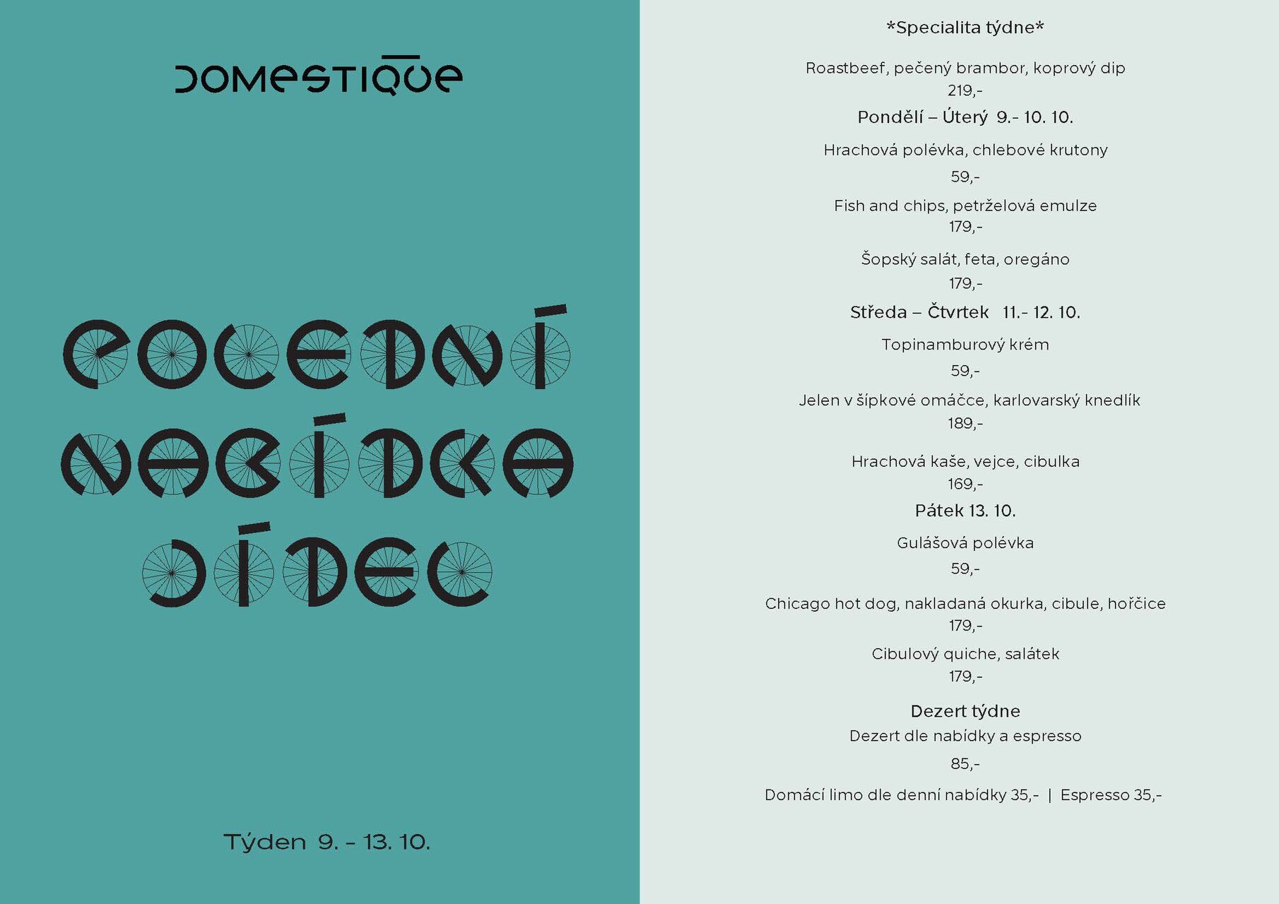 Polední menu Bistro Domestique