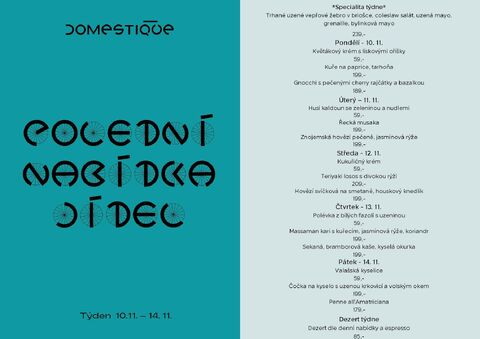 Tento týden v Domestique - Polední menu 10.11. - 14.11.
