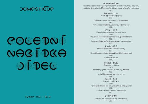 Tento týden v Domestique - Polední menu 11.8. - 15.8.