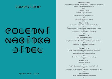 Tento týden v Domestique - Polední menu 18.8. - 22.8.