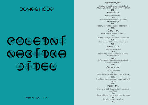 Tento týden v Domestique - Polední menu 13.4. - 17.4.